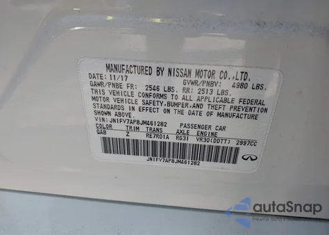 2018 Infiniti Q50 3.0T Red Sport 400 из США, поврежденный, VIN JN1FV7AP8JM461282